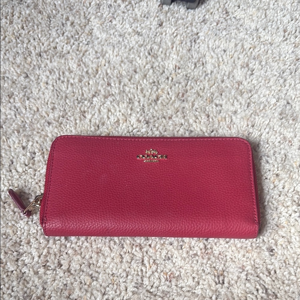 Coach Red Leather Zip-Around Wallet